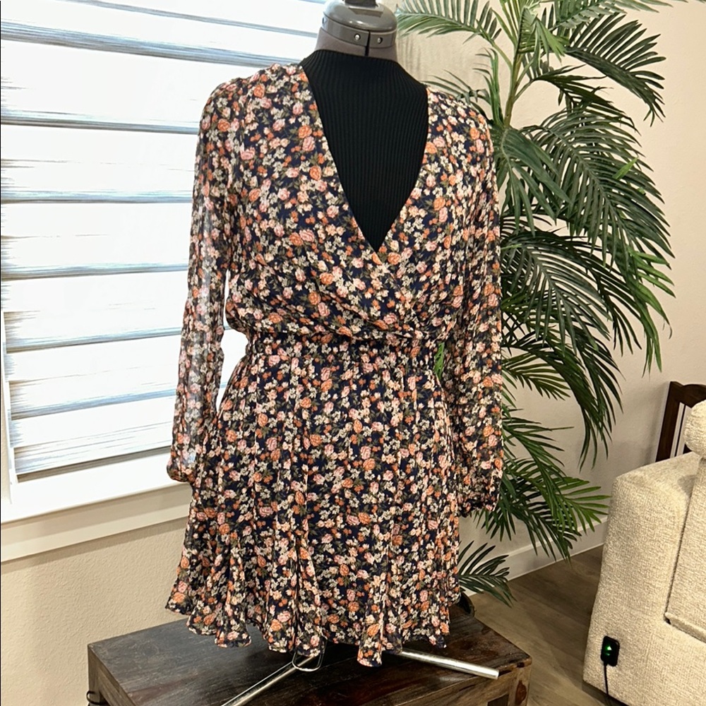 ROW A Floral V-Neck Dress SIZE M